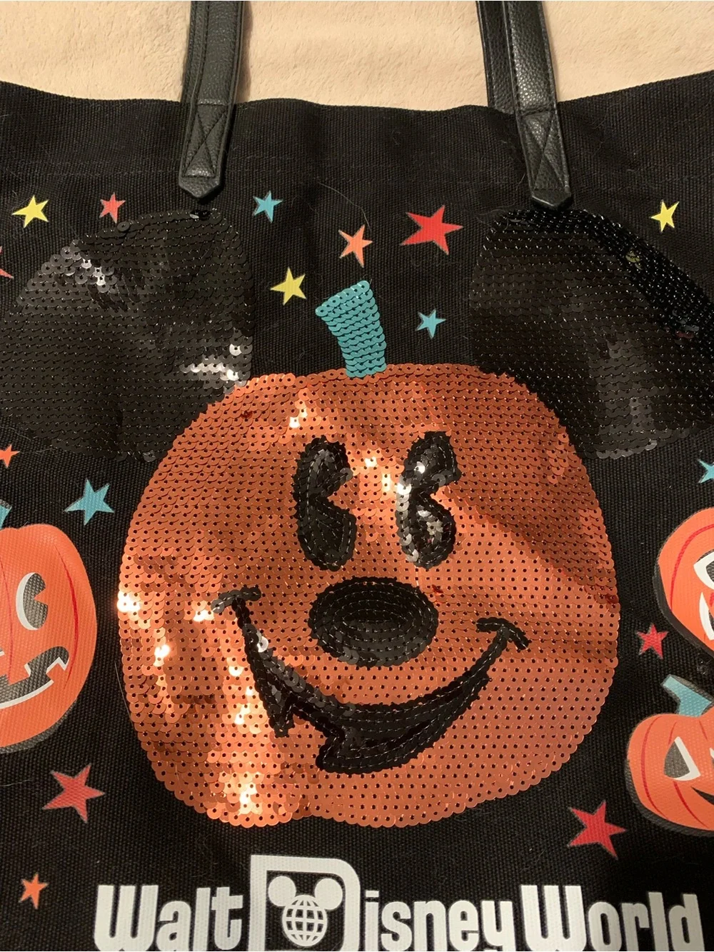 Walt Disney World Halloween Sequin Tote Bag - Black & Orange